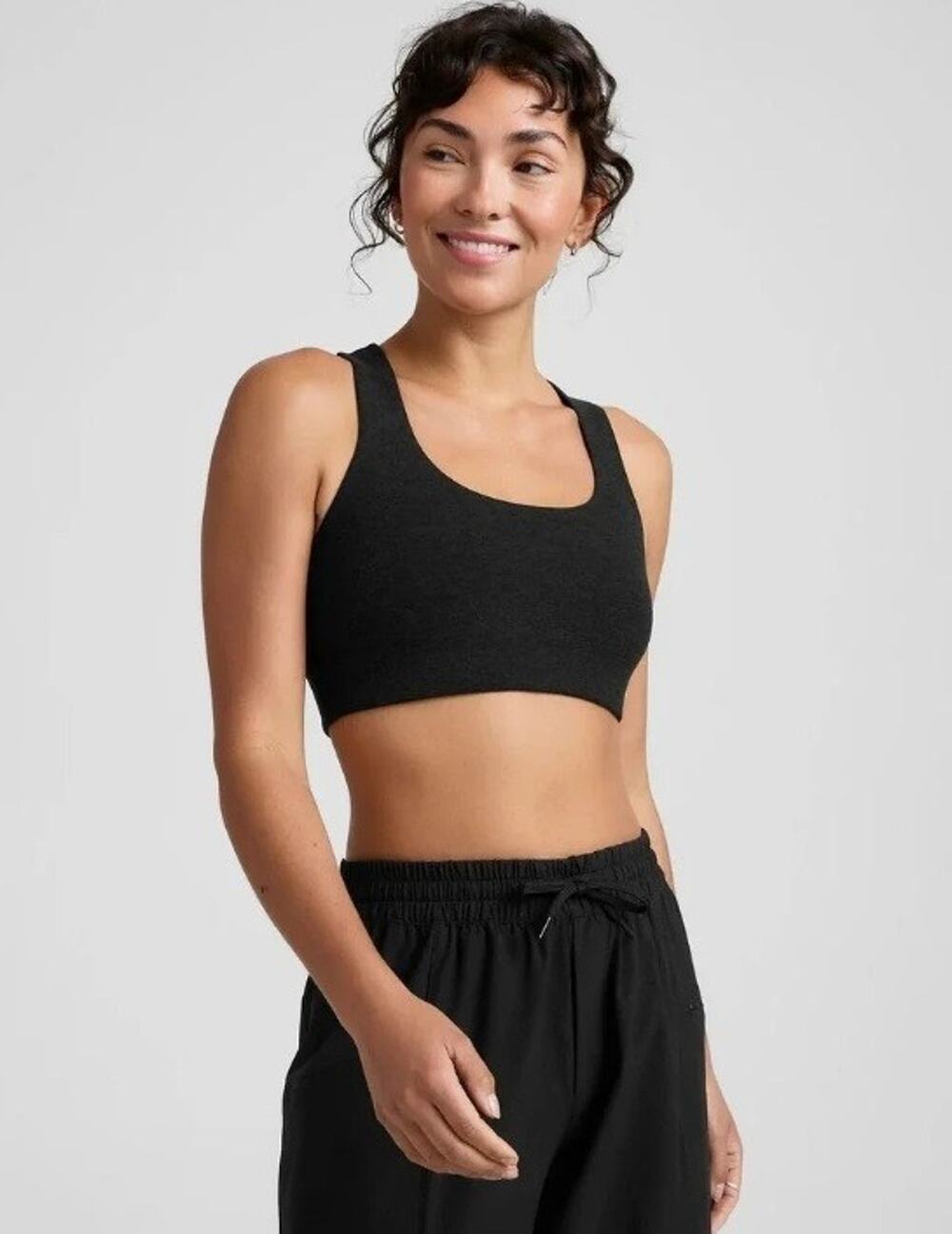 Beyond Yoga Women's Sz S Spacedye Simplicity Long Line Bra 20 Core Black